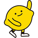 A simple cartoon lemon with a smiling face, wearing white shoes. One arm is raised with an index finger pointing upward, and the other arm is bent downward.